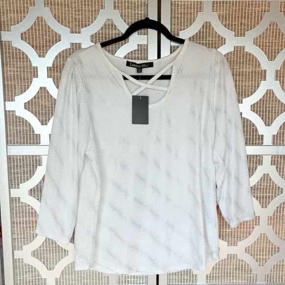 Louise Paris Tops - NWT Louise Paris White 3/4 Sleeve Cut Out Blouse